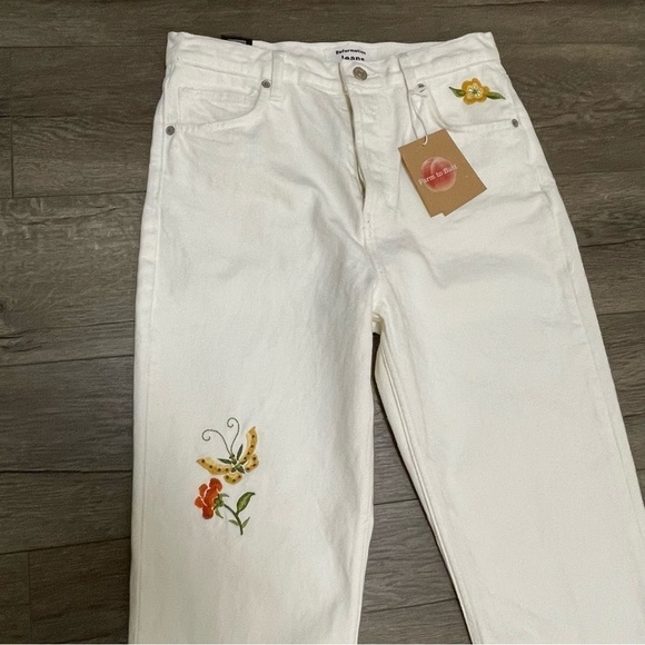 Reformation Cynthia High Rise Straight Flora Embroidered Jeans 28 NWT $198. - Picture 5 of 12